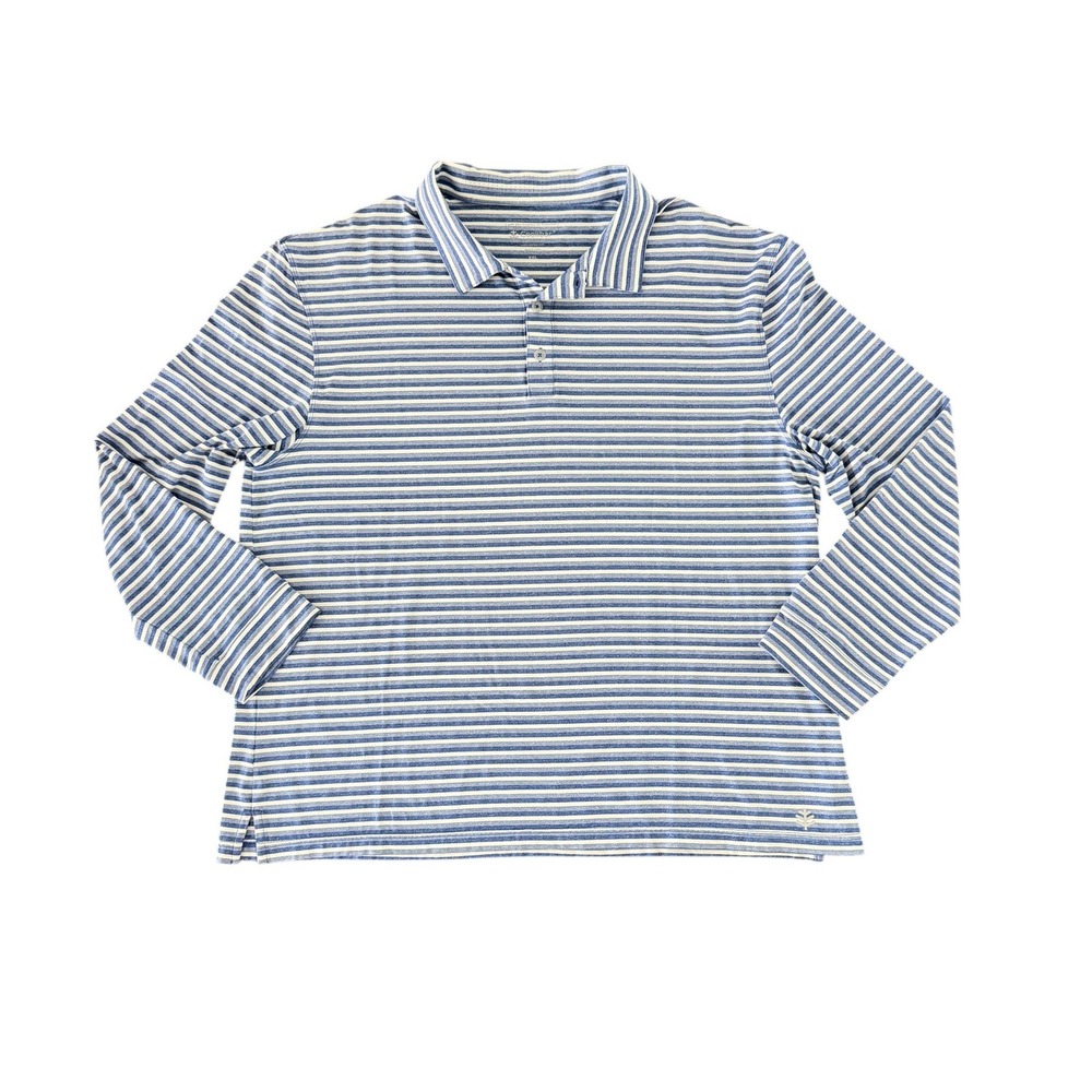 Coolibar Mens Striped UPF 50+ Performance Polo Shirt XXL Blue Gray White Golf